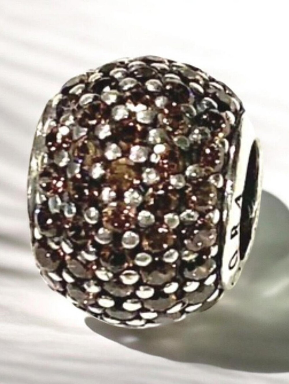 Pandora Sterling Silver Pavé Lights Charm With Brown Cubic Zirconia Retired